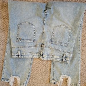 William Rast High Waisted Frayed Torn Ankle Look Frosted Jeans 31 Slim Straight